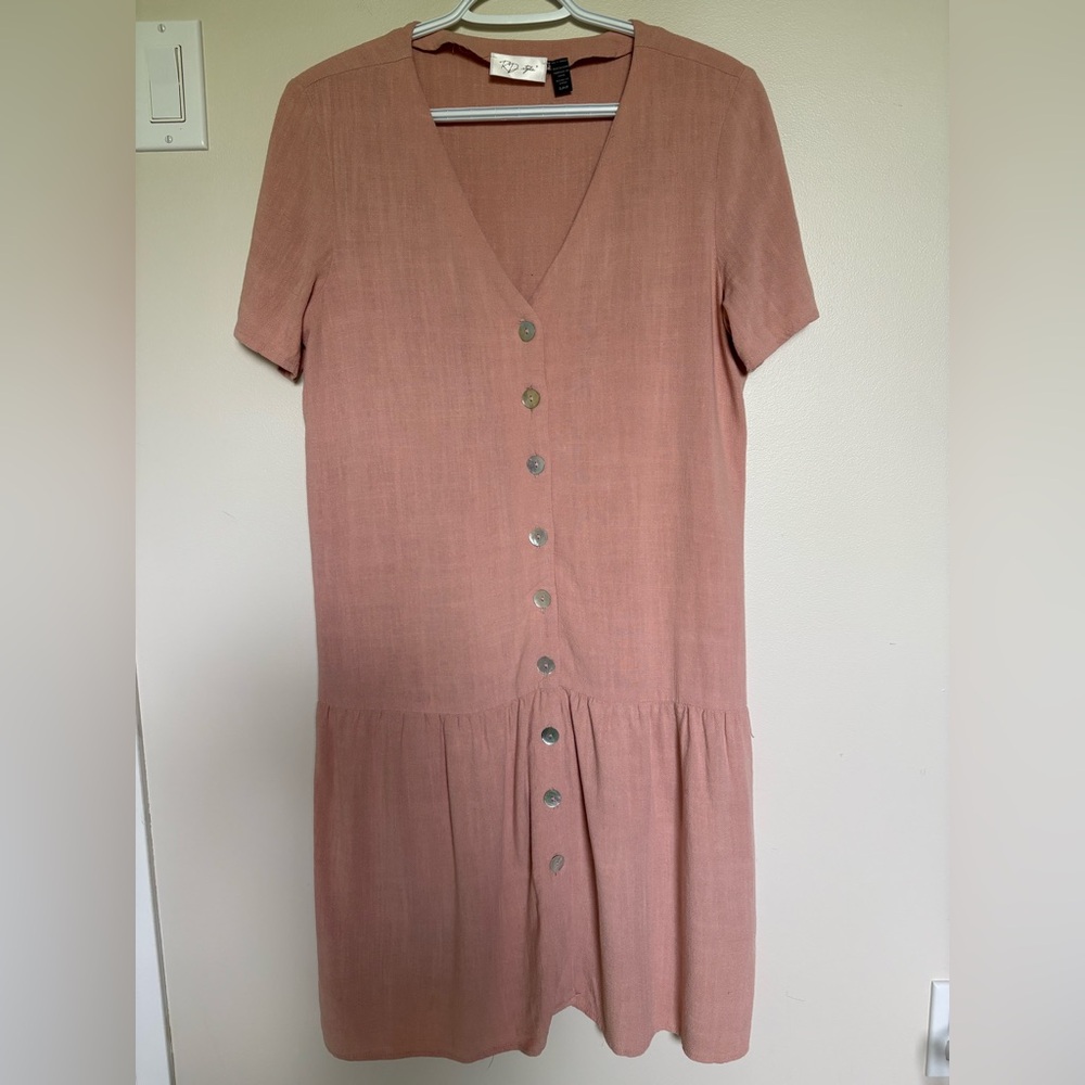 Pink linen blend dress size small